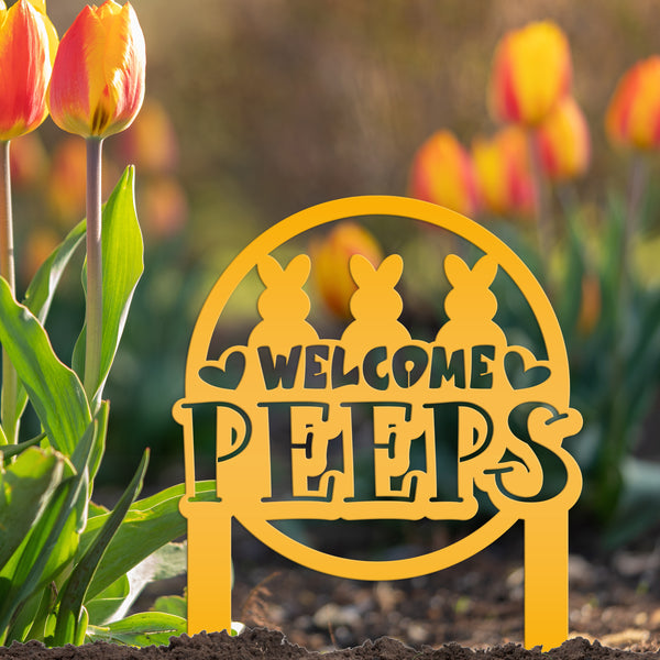 Welcome Peeps Metal Yard Stake - Easter Decor-Easter Outdoor Yard Decor