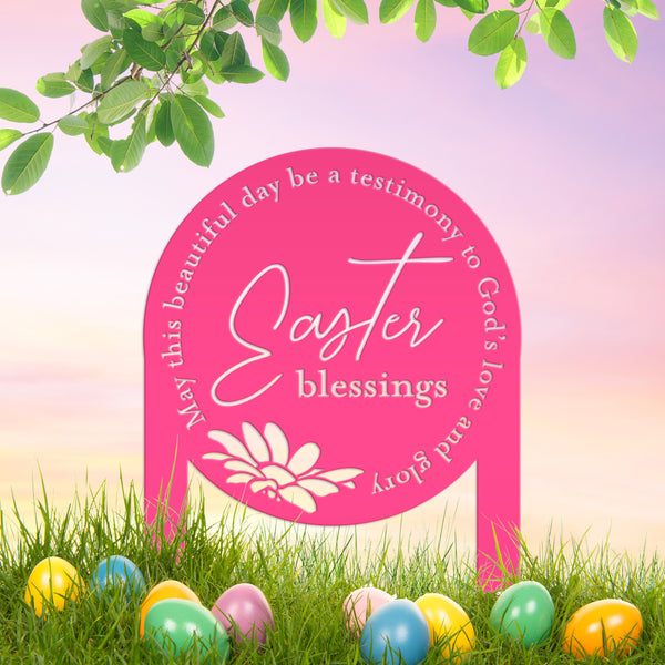 Metal Easter Blessings Metal Yard Stake - Outdoor Easter Decor-Easter Season- Easter Gift-Easter Ornaments