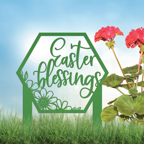 Easter Blessings Metal Yard Stake - Easter Decor-Easter Yard Decorations-Easter Yard - Lawn Ornaments