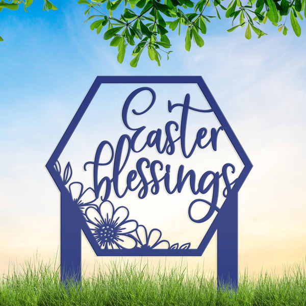 Easter Blessings Metal Yard Stake - Easter Decor-Easter Yard Decorations-Easter Yard - Lawn Ornaments