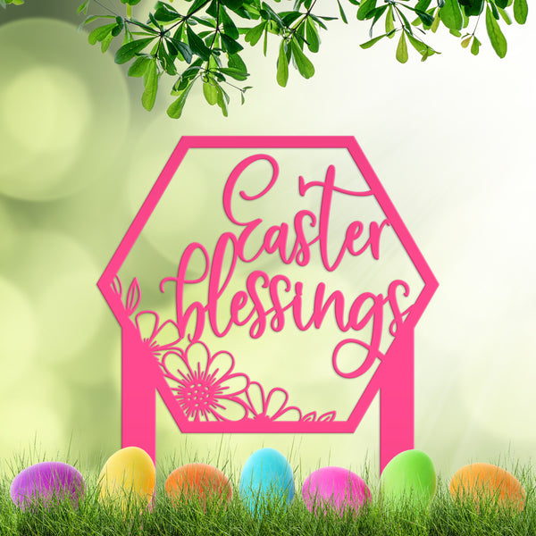 Easter Blessings Metal Yard Stake - Easter Decor-Easter Yard Decorations-Easter Yard - Lawn Ornaments