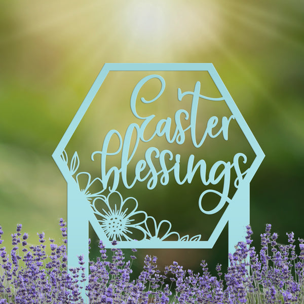 Easter Blessings Metal Yard Stake - Easter Decor-Easter Yard Decorations-Easter Yard - Lawn Ornaments