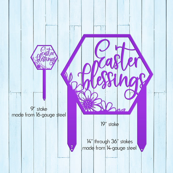 Easter Blessings Metal Yard Stake - Easter Decor-Easter Yard Decorations-Easter Yard - Lawn Ornaments