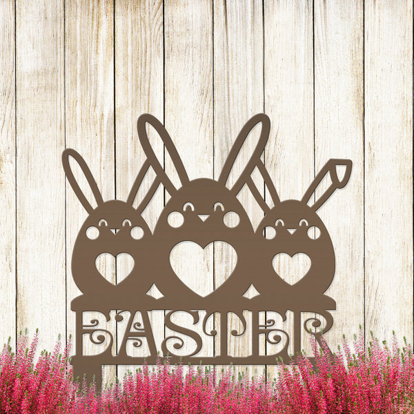 Easter Bunnies Metal Yard Stake - Easter Decor-Easter Lawn Ornaments