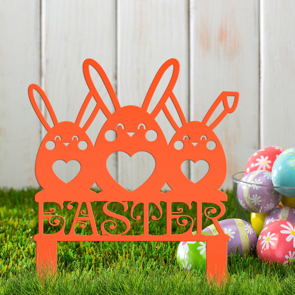 Easter Bunnies Metal Yard Stake - Easter Decor-Easter Lawn Ornaments