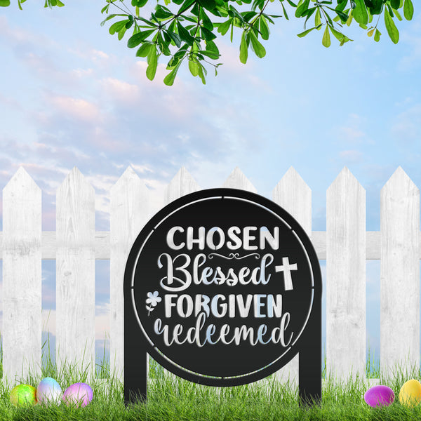 Christian Metal Yard Sign- Easter Decor - Blessed Yard Sign