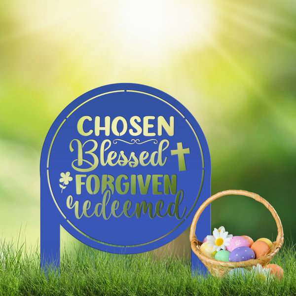 Christian Metal Yard Sign- Easter Decor - Blessed Yard Sign