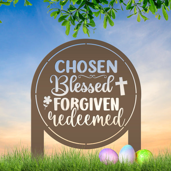 Christian Metal Yard Sign- Easter Decor - Blessed Yard Sign