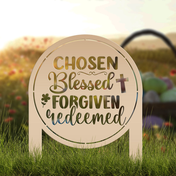 Christian Metal Yard Sign- Easter Decor - Blessed Yard Sign