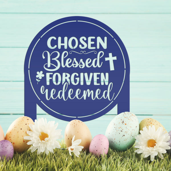 Christian Metal Yard Sign- Easter Decor - Blessed Yard Sign