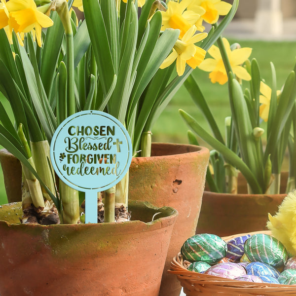 Christian Metal Yard Sign- Easter Decor - Blessed Yard Sign