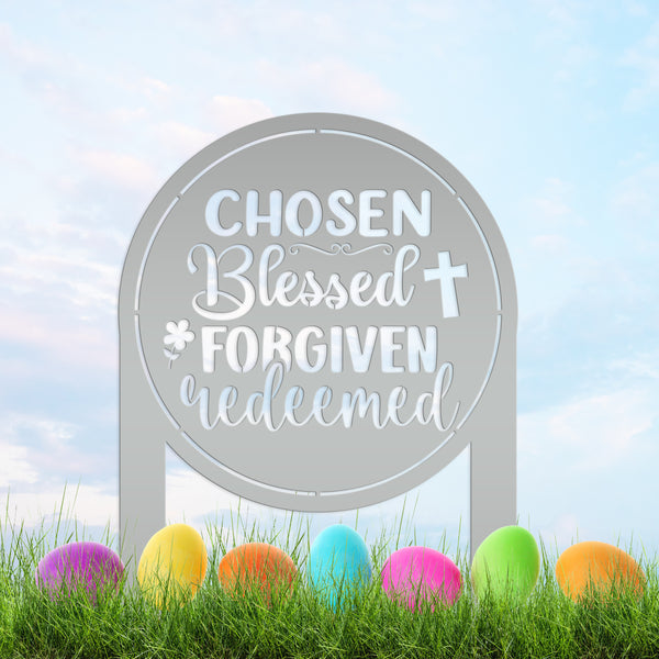 Christian Metal Yard Sign- Easter Decor - Blessed Yard Sign
