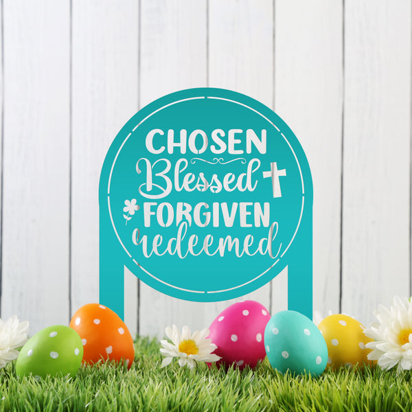 Christian Metal Yard Sign- Easter Decor - Blessed Yard Sign