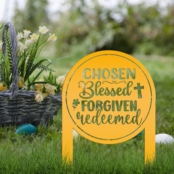 Christian Metal Yard Sign- Easter Decor - Blessed Yard Sign