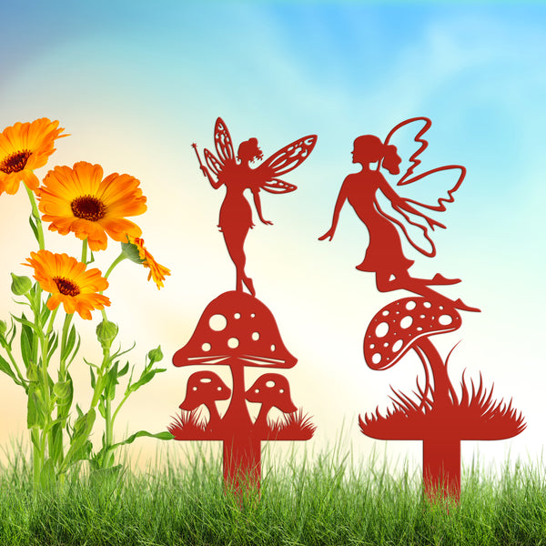 Metal Garden Fairy Yard Stakes-Fairy Yard Art-Fairy Flower Garden Decor- Fairy Garden Decor-Fairy Flower Garden Decor