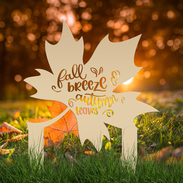 Fall Breeze Autumn Leaves Yard Decoration-Fall Yard Decorations -Outdoor Decorations-Metal Yard Stake