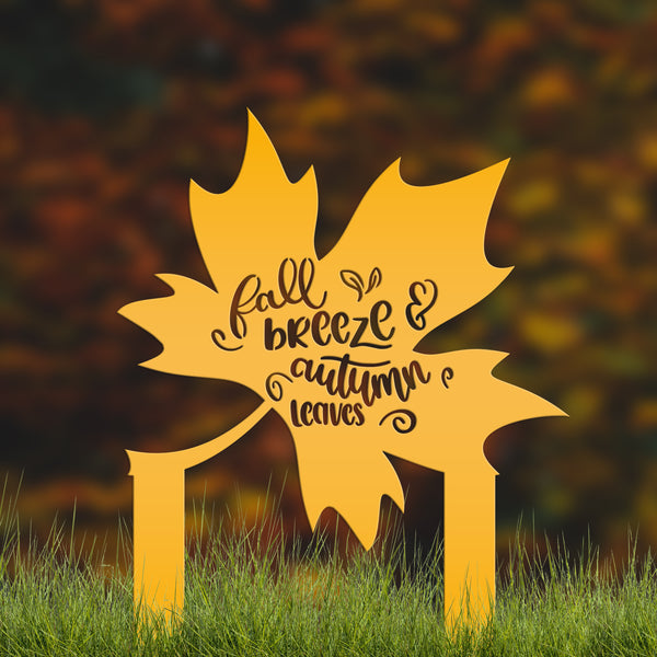 Fall Breeze Autumn Leaves Yard Decoration-Fall Yard Decorations -Outdoor Decorations-Metal Yard Stake