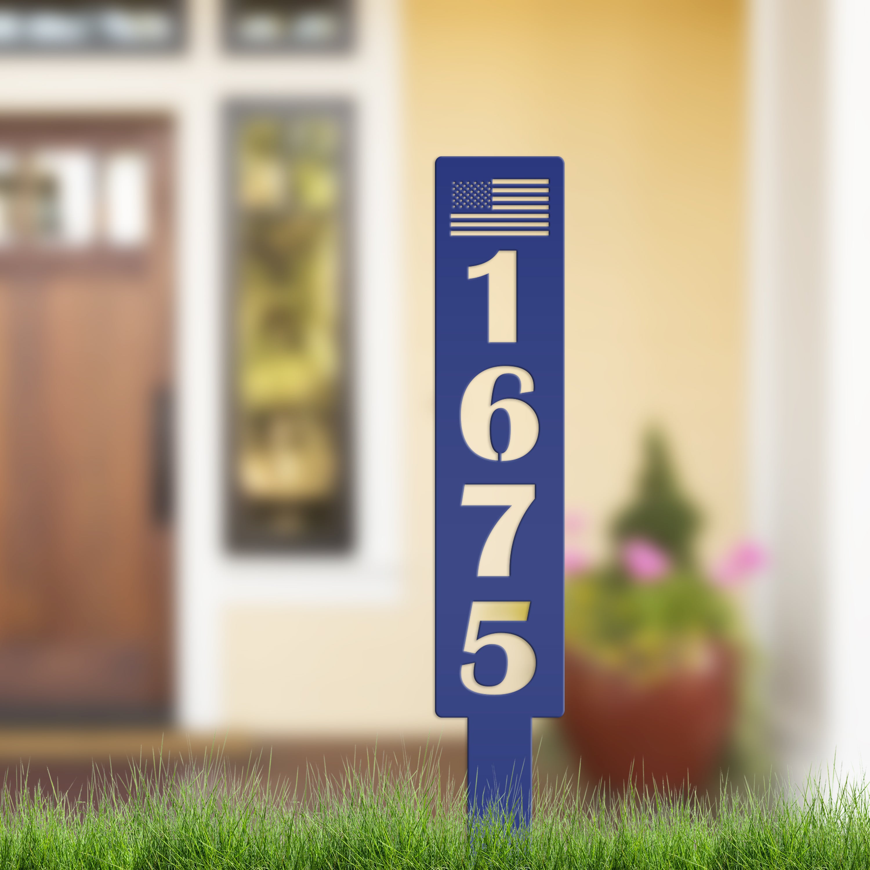 Custom Floating Address Plaque - 40 Color Options, Powder Coated Aluminum With Lawn Stakes