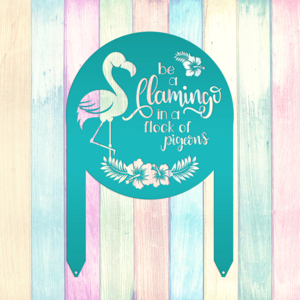 Flamingo Yard Stake with Funny Quote - Unique Metal Garden Accent - Pink Flamingo Home Decor - Charming Outdoor Lawn Art - Tropical Flowers