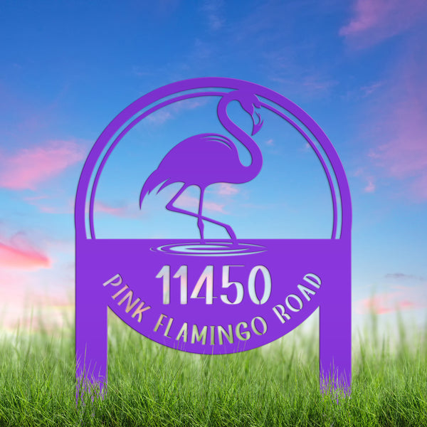 Personalized Flamingo Address Metal Yard Stake, Flamingo Gift, Flamingo Lovers, Flamingo Beach Address Sign for the Yard, Flamingo Address Lawn Ornament with Address, Tropical Address Yard Stake