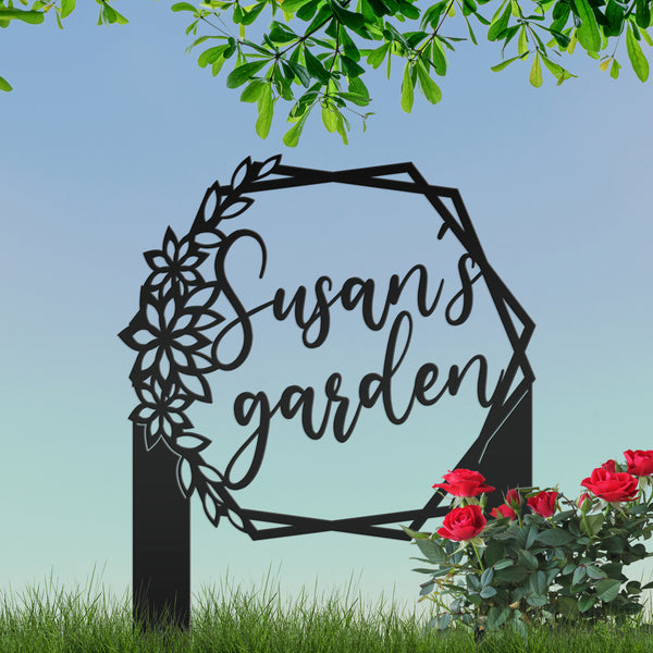 Custom Flower Garden Metal Yard Stake, Garden Yard Sign, Flowerbed Yard Art, Mother's Day Gift, Memorial Gift