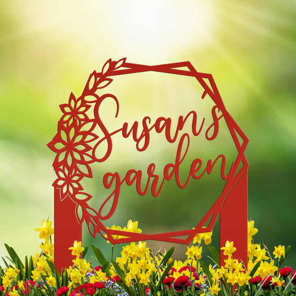 Custom Flower Garden Metal Yard Stake, Garden Yard Sign, Flowerbed Yard Art, Mother's Day Gift, Memorial Gift