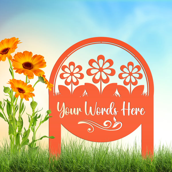 flower garden yard stake with flowers