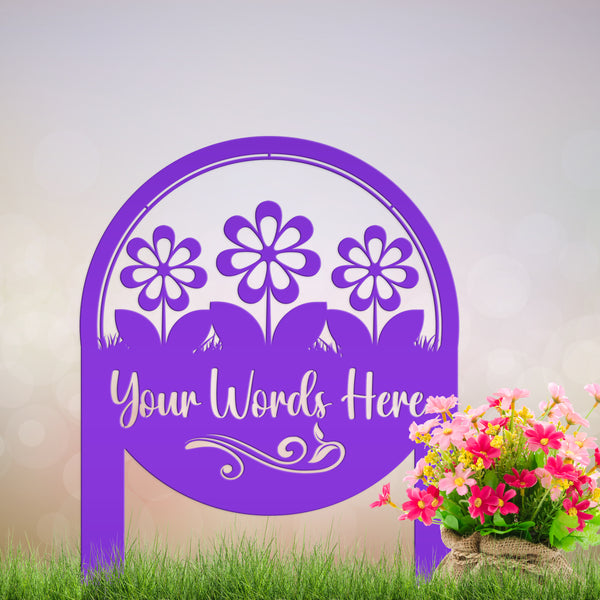 flower garden yard stake with flowers