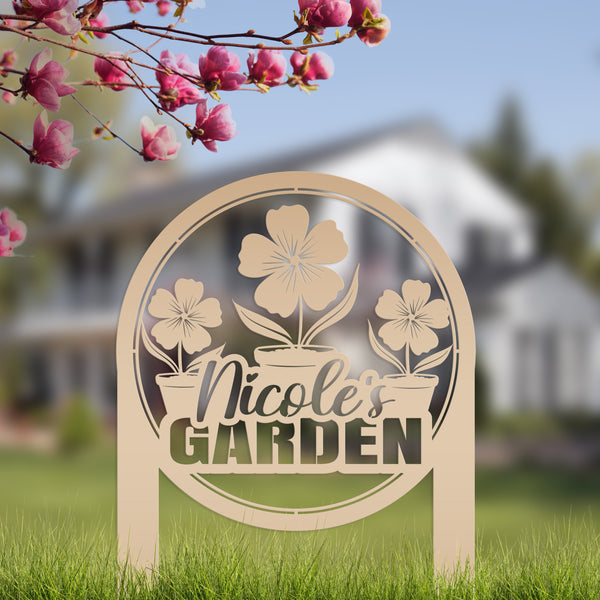 Custom Garden Yard Sign, Mother's Day Gift, Outdoor Metal Garden Stake-Flower Bed Decor