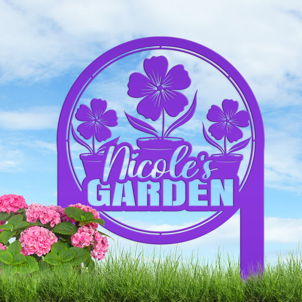 Custom Garden Yard Sign, Mother's Day Gift, Outdoor Metal Garden Stake-Flower Bed Decor