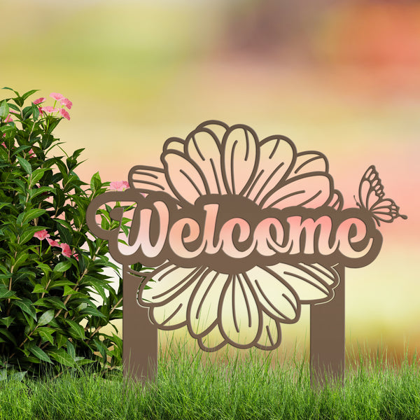 Flower and Butterfly Welcome Sign 