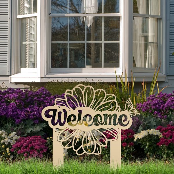 Flower and Butterfly Welcome Sign 