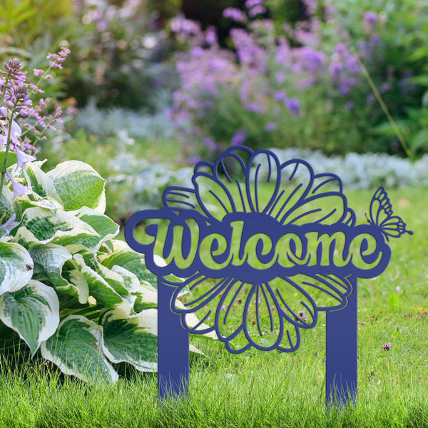 Flower and Butterfly Welcome Sign 