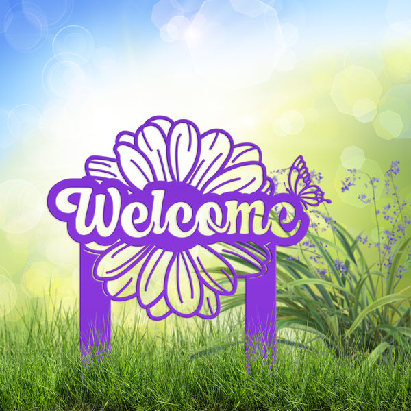 Flower and Butterfly Welcome Sign 