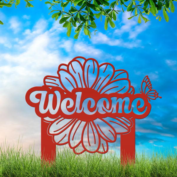 Flower and Butterfly Welcome Sign 