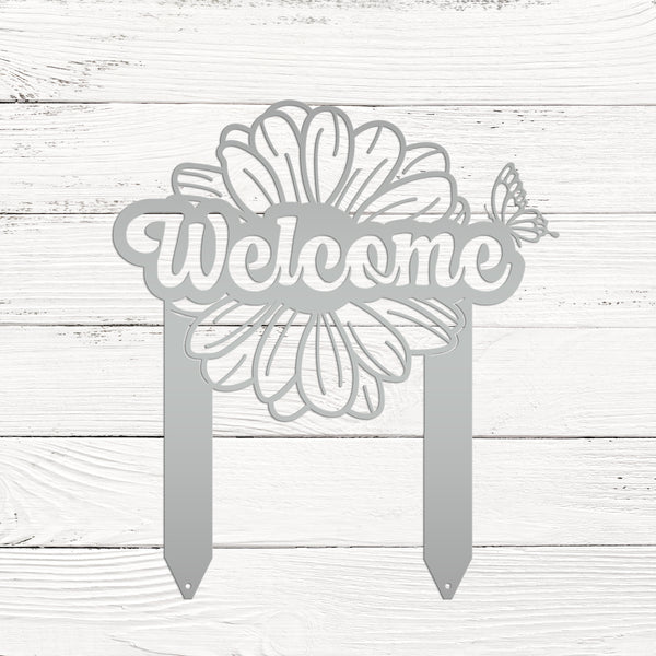 Flower and Butterfly Welcome Sign 