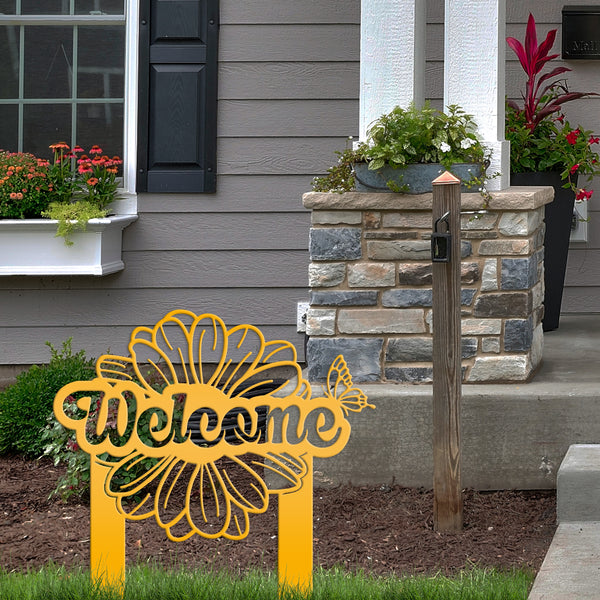 Flower and Butterfly Welcome Sign 
