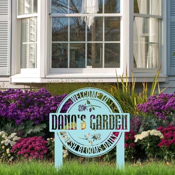Personalized Garden Metal Yard Stake - Rose Garden Sign-Garden Yard Art-Yard Decorations-Gardener Gift