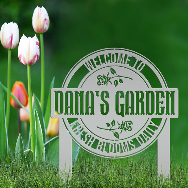Personalized Garden Metal Yard Stake - Rose Garden Sign-Garden Yard Art-Yard Decorations-Gardener Gift