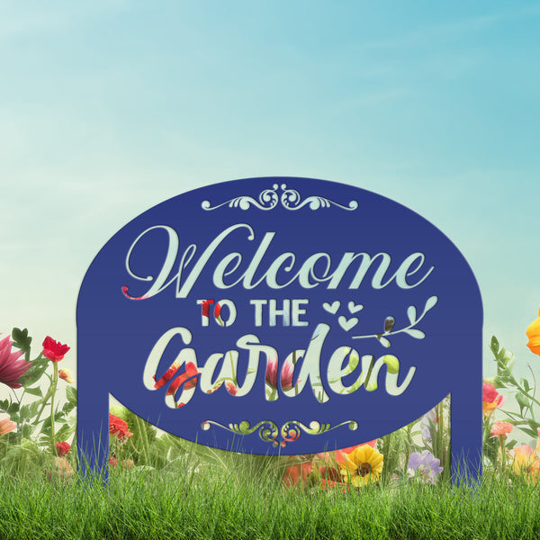 Welcome to the Garden Metal Yard Stake, Mother's Day Gift, Gift For the Gardener