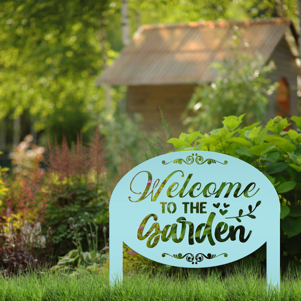 Welcome to the Garden Metal Yard Stake, Mother's Day Gift, Gift For the Gardner