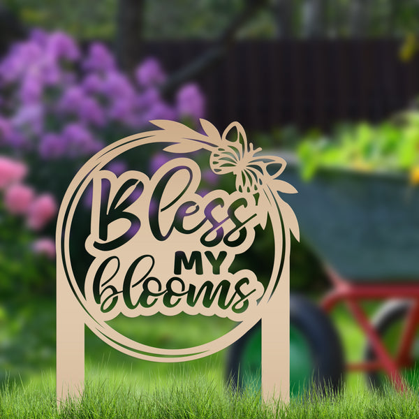 Bless My Blooms Metal Yard Stake - Garden Decor-Memorial Gift-Mother's Day Gift