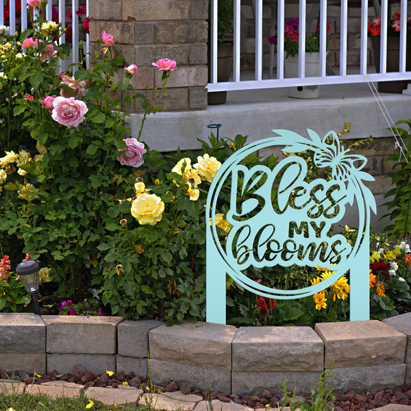 Bless My Blooms Metal Yard Stake - Garden Decor-Memorial Gift-Mother's Day Gift