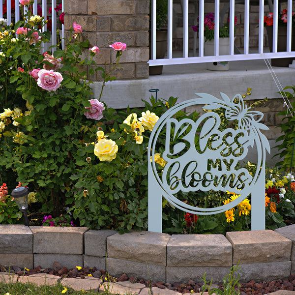 Bless My Blooms Metal Yard Stake - Garden Decor-Memorial Gift-Mother's Day Gift