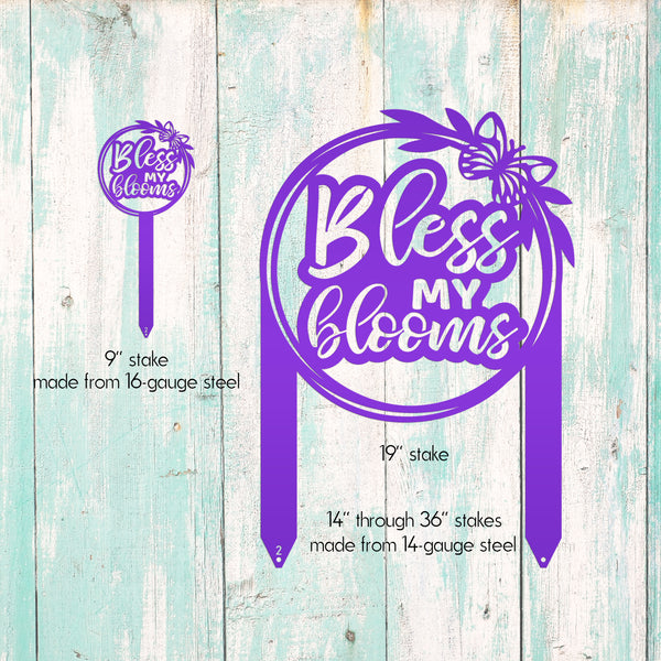 Bless My Blooms Metal Yard Stake - Garden Decor-Memorial Gift-Mother's Day Gift