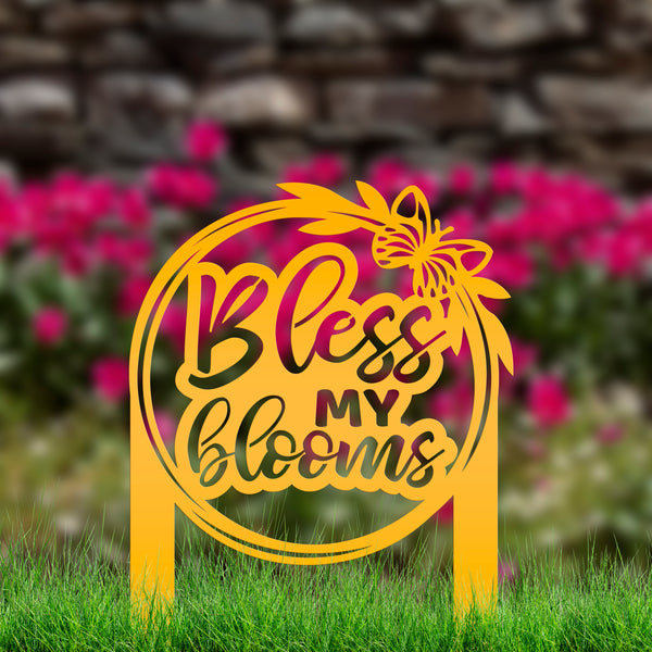 Bless My Blooms Metal Yard Stake - Garden Decor-Memorial Gift-Mother's Day Gift