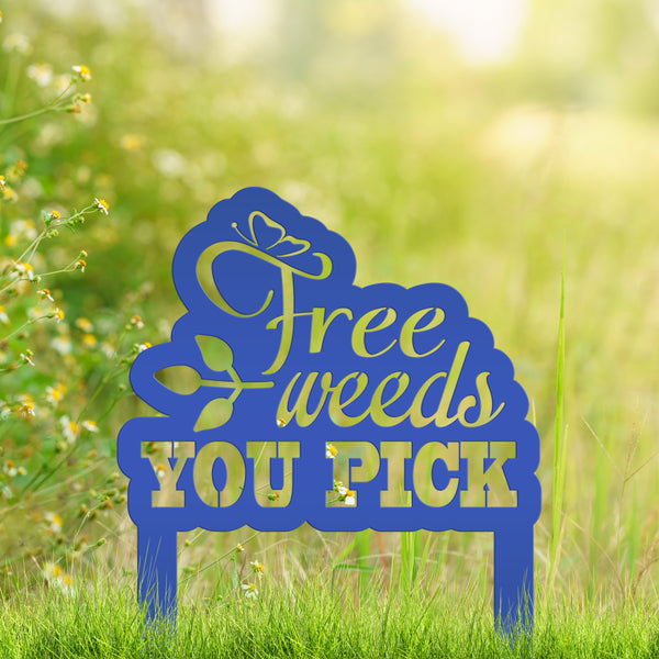 Free Weeds You Pick Metal Yard Stake - Garden Decor-Flowerbed Yard Ornaments Decor