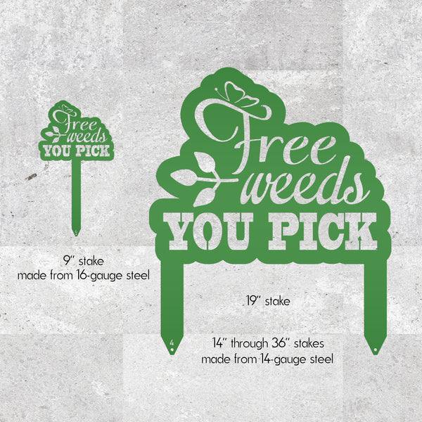 Free Weeds You Pick Metal Yard Stake - Garden Decor-Flowerbed Yard Ornaments Decor