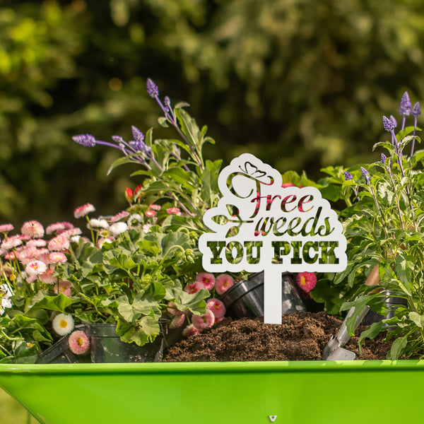 Free Weeds You Pick Metal Yard Stake - Garden Decor