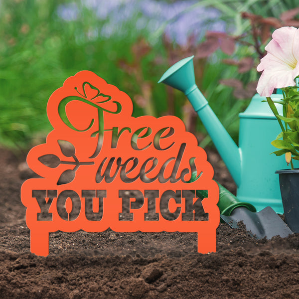 Free Weeds You Pick Metal Yard Stake - Garden Decor-Flowerbed Yard Ornaments Decor
